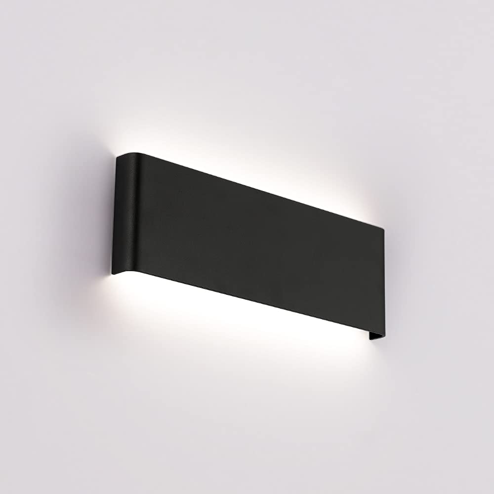 Joosenhouse 16'' Inch Black Led Wall Lamps For Bedroom Indoor Hallway, Modern Mini Bathroom Vanity Lights 14W 4000K Up And Down