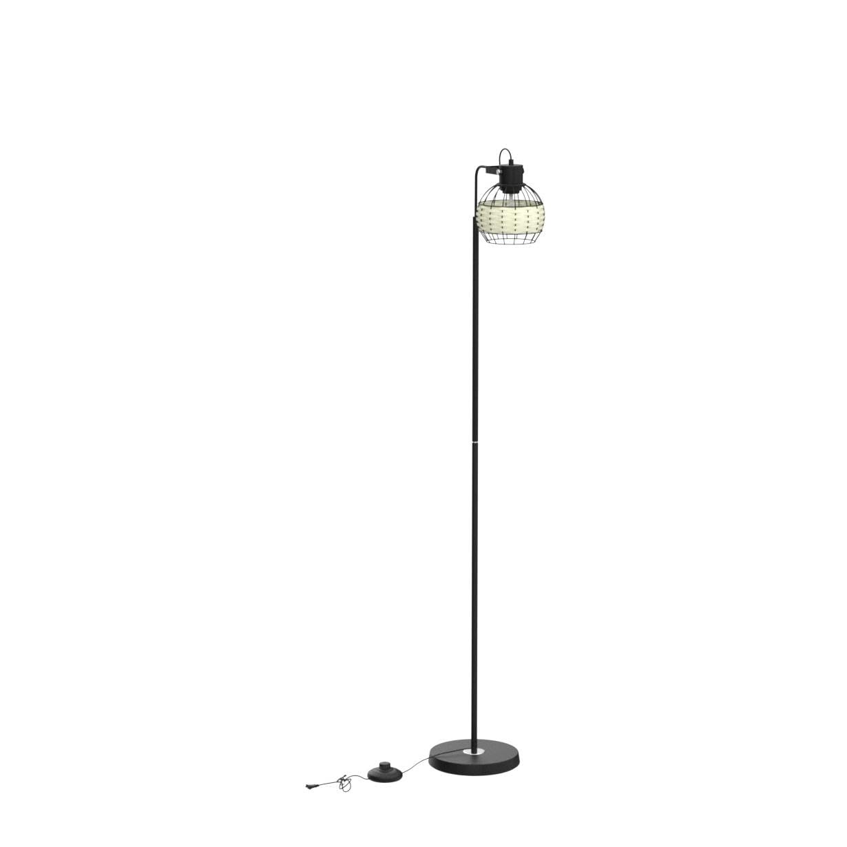 DINGLILIGHTING DLLT LED Floor Lamp, Adjustable Head, Rattan 1 Light, Metal Base, Model WS-MNF29-60B