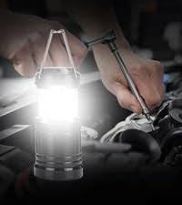 Lightahead Portable Outdoor LED Camping Lantern Set of 4, Collapsible, Black, Model LA-4S7031-NOBAT
