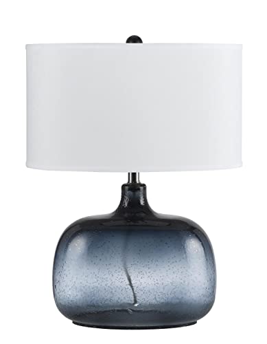 Cal Lighting Christi Glass Table Lamp, 18"x11"x24.25", Navy Blue, Model BO-2263TB