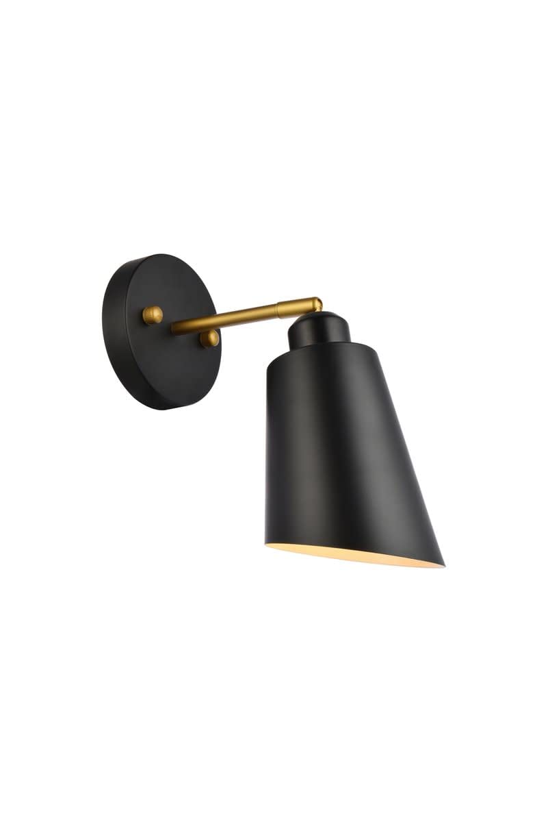 Living District Halycon 1-Light Mid-Century Metal Wall Sconce in Black and Brass
