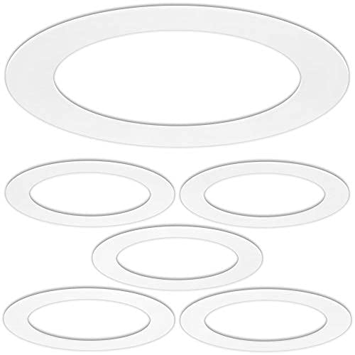 6 Pack Gloss White Goof Trim Ring For 6 Inch Recessed Can Lighting Down Light, Outer Diameter 8 Inches, Inner Diameter 5.8 Inches