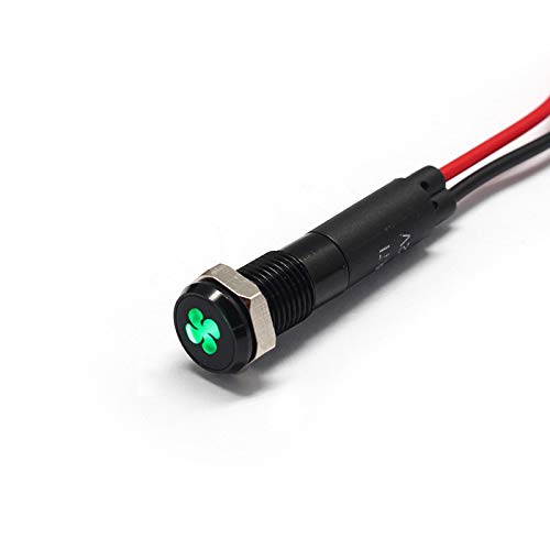 Alpinetech PLB8MS LED Metal Signal Indicator Pilot Dash Light 8mm 12V Black Bezel Fan