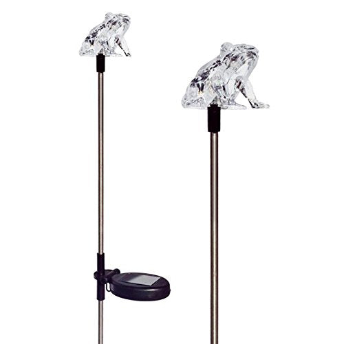 Tricod Frog Solar Powered Garden Stake Light, Medium, Acrylic, Model E2179, 2-Piece Set