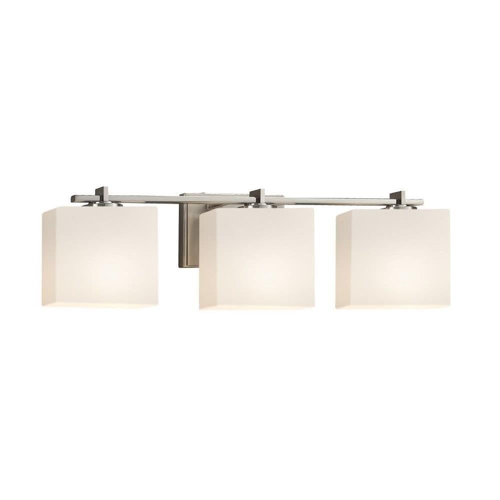 Justice Design Group Lighting FSN-8443-55-OPAL-NCKL Fusion Era 3-Light Bath Bar, Brushed Nickel