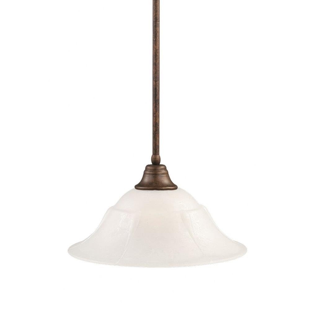 Toltech Lighting 26-Brz-53615 16-Inch Stem Pendant Light Bronze Finish With White Marble Glass Shade