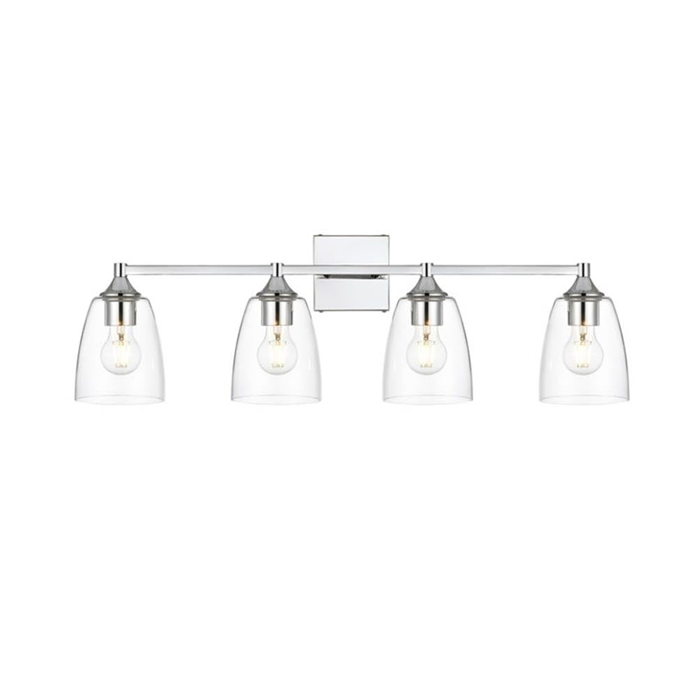 Living District Gianni 4-Light Iron & Glass Bath Sconce in Chrome/Clear