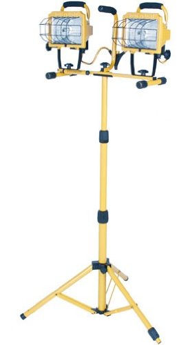 Designers Edge L14Sled 1000 Watt Adjustable Twin Head Halogen Work Light With Stand