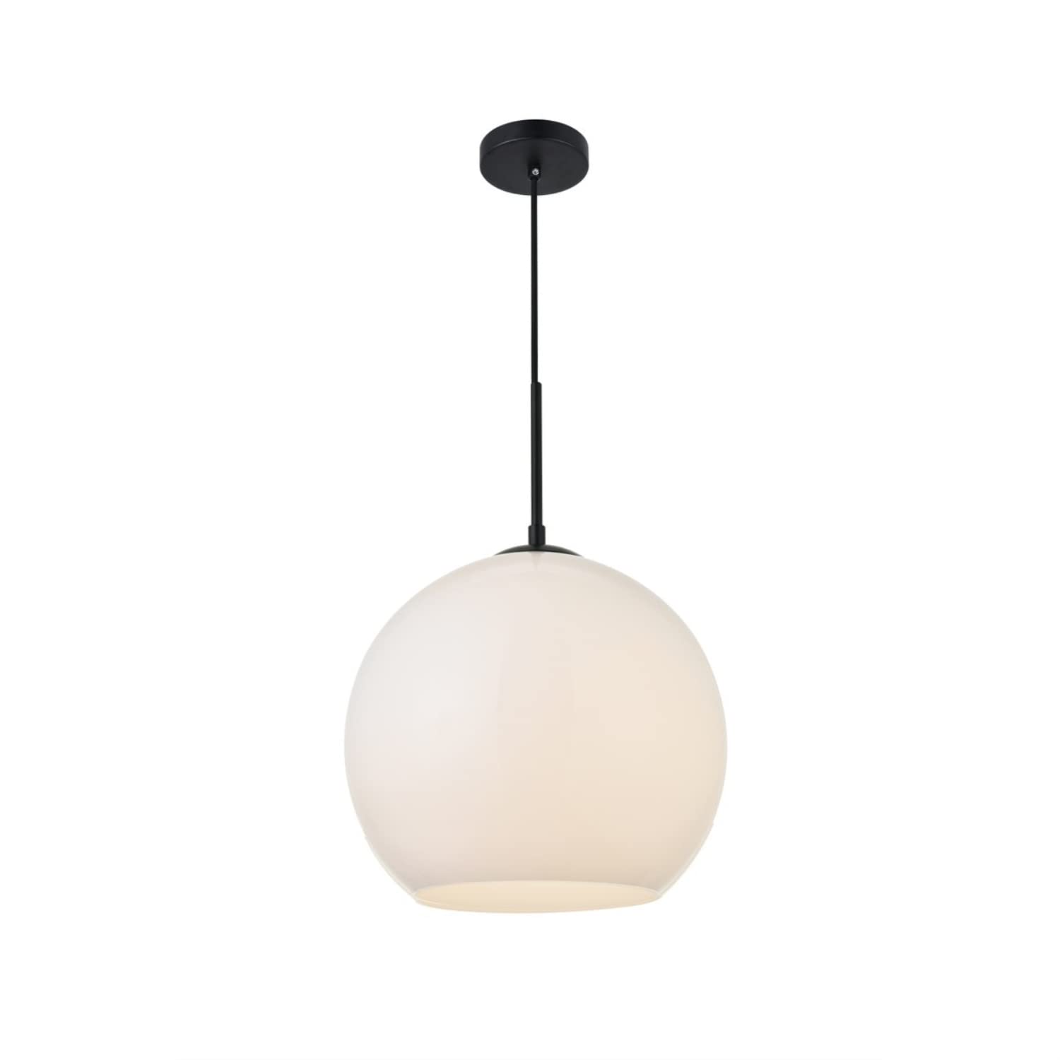 Elegant Lighting Living District Baxter 1 Light Black Pendant With Frosted White Glass