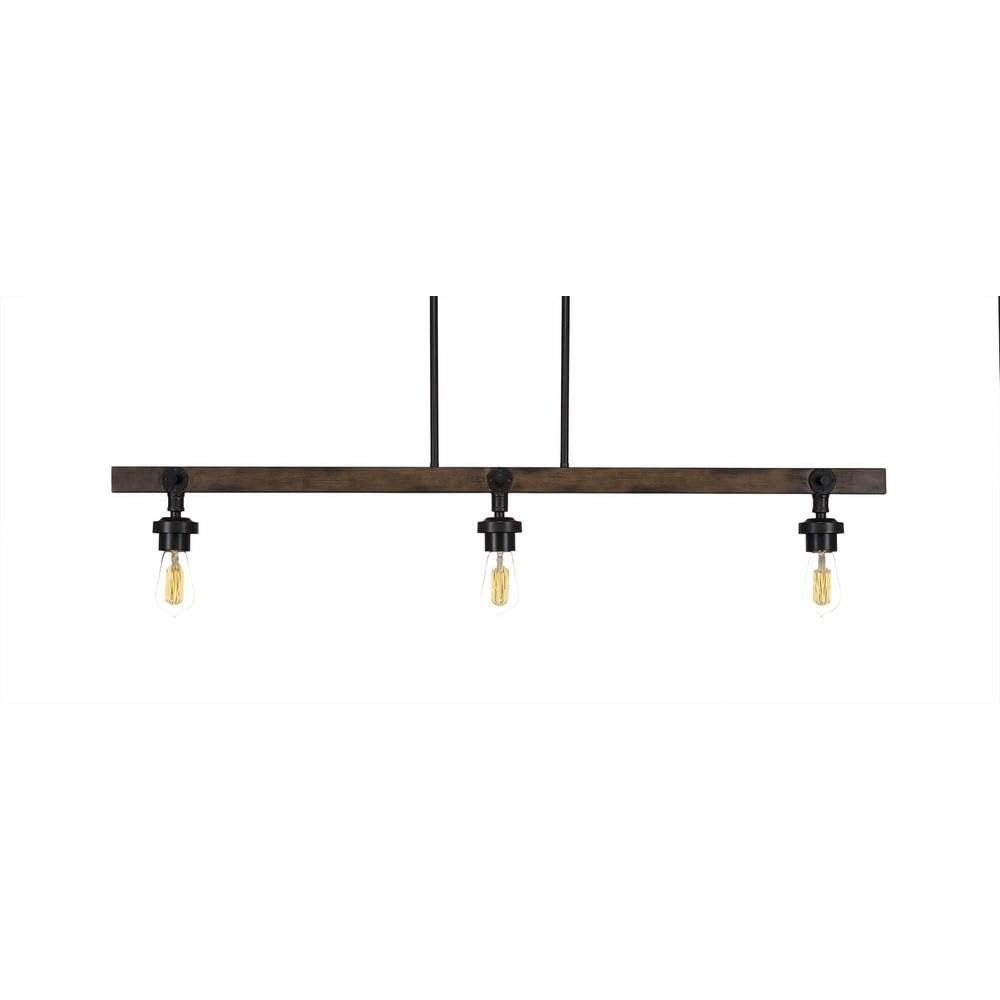 Toltec Lighting 1143-At18 Portland 3 Light Island Bar With Bulbs, Amber Antique