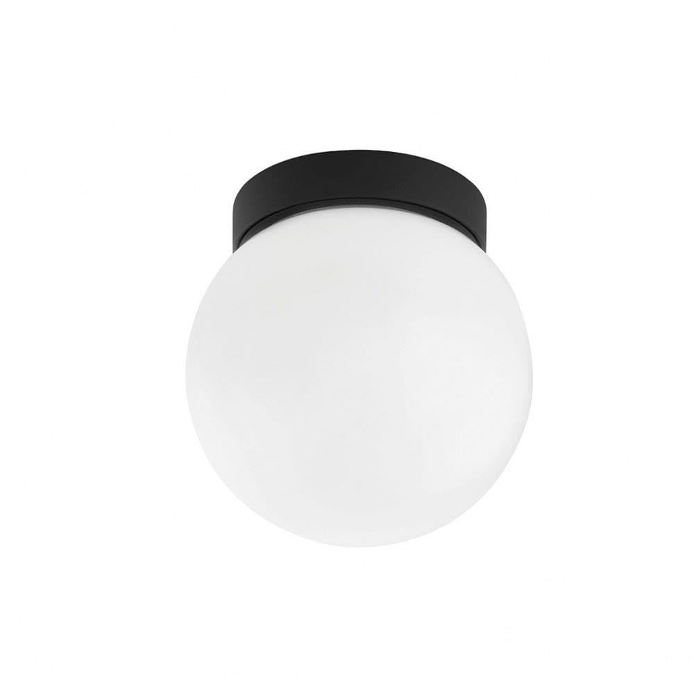Ansel - 1 Light Exterior Wall Sconce/Flush Mount - Small - Textured Black Frame - Opal Shiny Shade