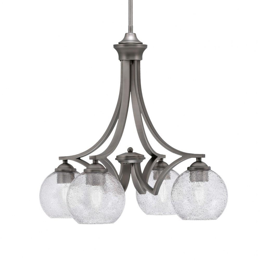Toltec Lighting 568-Gp-4102 Zilo - 4 Light Downlight Chandelier-19.5 Inches Tall And 20.75 Inches Wide, Finish Color: Graphite, Glass Color: Smoke Bubble