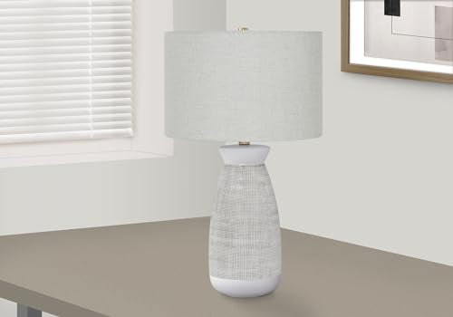 Monarch Specialties I 9725 Lightingtable Lamp, Grey Ceramic, Grey Shade, Contemporary