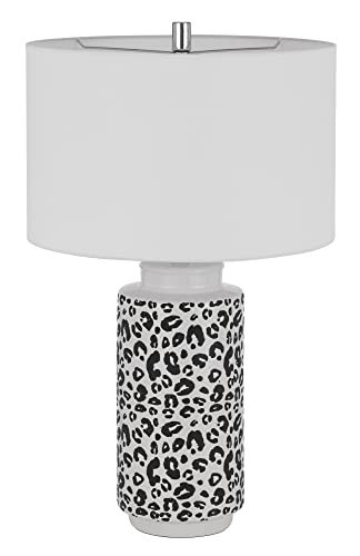 Cal Lighting Bo-3045Tb-2 Exeter Ceramic Table Lamp With Black And White Cheetah Print And Hardback Drum Shade