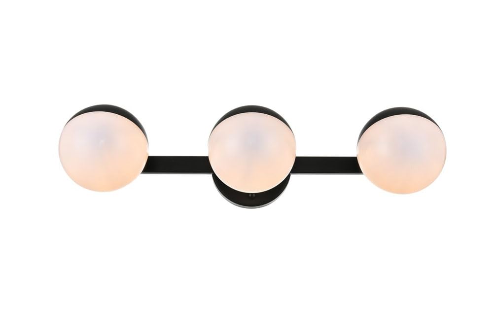 Living District Majesty 3-Light Metal Bath Sconce in Black/Frosted White