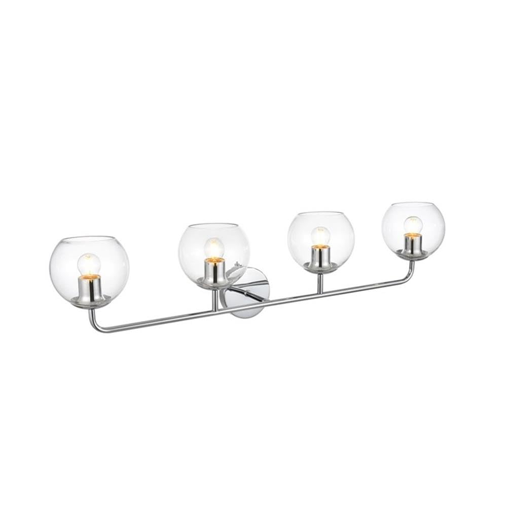 Living District Genesis 4-Light Iron & Glass Bath Sconce in Chrome/Clear