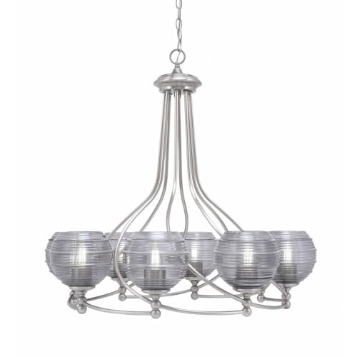 Toltec Lighting 908-Bn-5112 Capri - 8 Light Uplight Chandelier-30.5 Inches Tall And 32.5 Inches Wide, Finish Color: Brushed Nickel, Glass Color: Smoke Ribbed