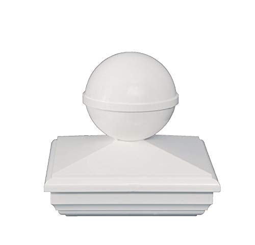 Cc Outdoor Living White New England Ball Post Caps For 5X5 Fence Posts - Set Of 2
