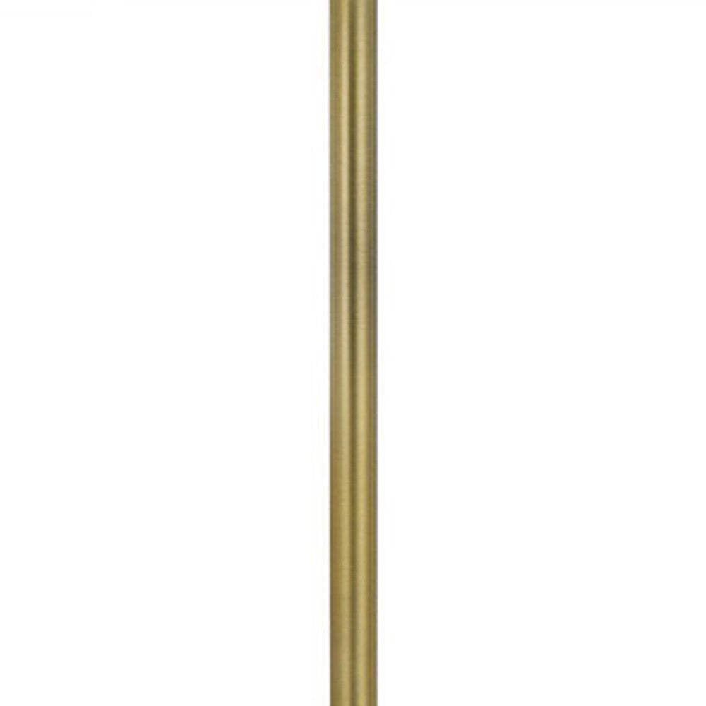 HomeRoots Brass Tray Table Floor Lamp, 62 in. Height, Metal Construction, White Square Shade