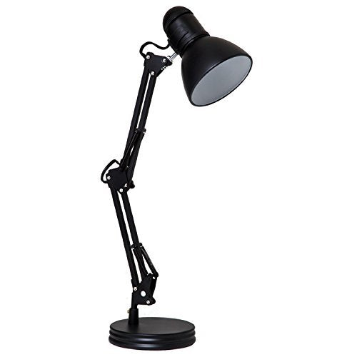 Boston Harbor Swing Arm Desk Lamp, Adjustable 60W, Metal, Black, Model TL-WK-134E-BK-3L
