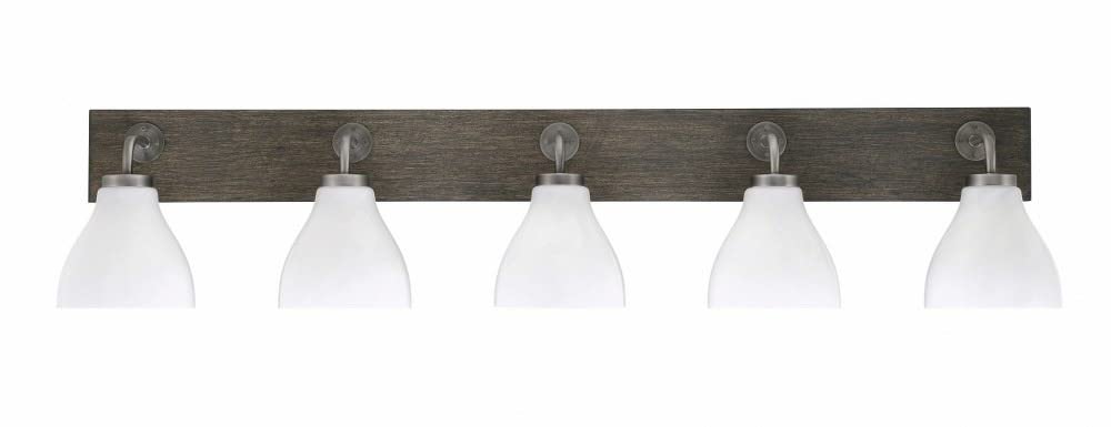 Toltec Lighting 1775-Gpdw-4761 Oxbridge - 5 Light Bath Bar-9.75 Inches Tall And 47 Inches Length, Finish Color: Graphite/Painted Distressed Wood-Look Metal, Glass Color: White Marble