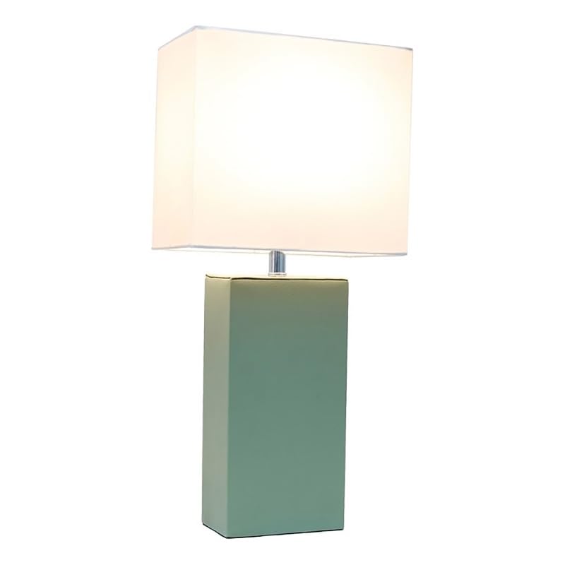 All The Rages Lexington 21&quot; Engineered Wood & Leather Table Lamp In Sage Green