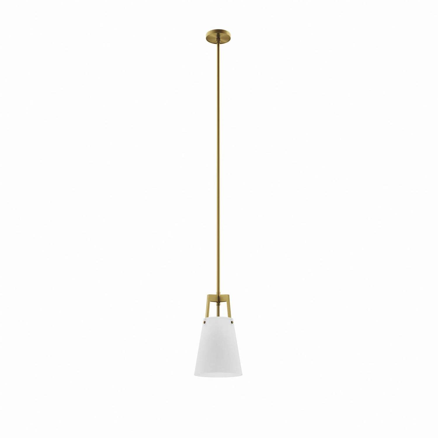 Modway Aspire Pendant Light In White Satin Brass, Brown, 7.5 X 7.5 X 62