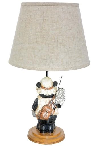 BLACK FOREST DECOR Fisherman Bear Accent Lamp - Vintage Rustic Home Décor - 23" x 13.25" - Beige for Cabin, Living Room, Desk