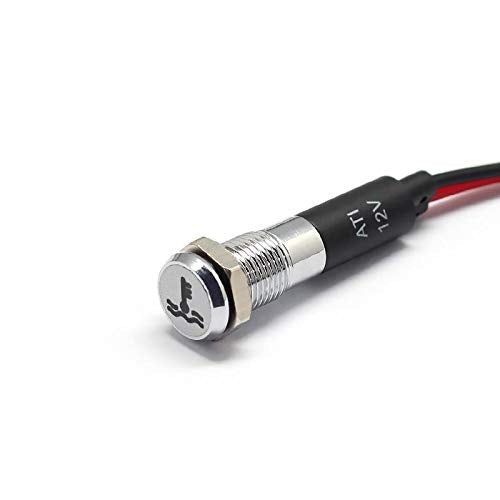 Alpinetech PL8MS 12V LED Metal Signal Indicator Dash Light - Temperature Warning 8mm 5/16in