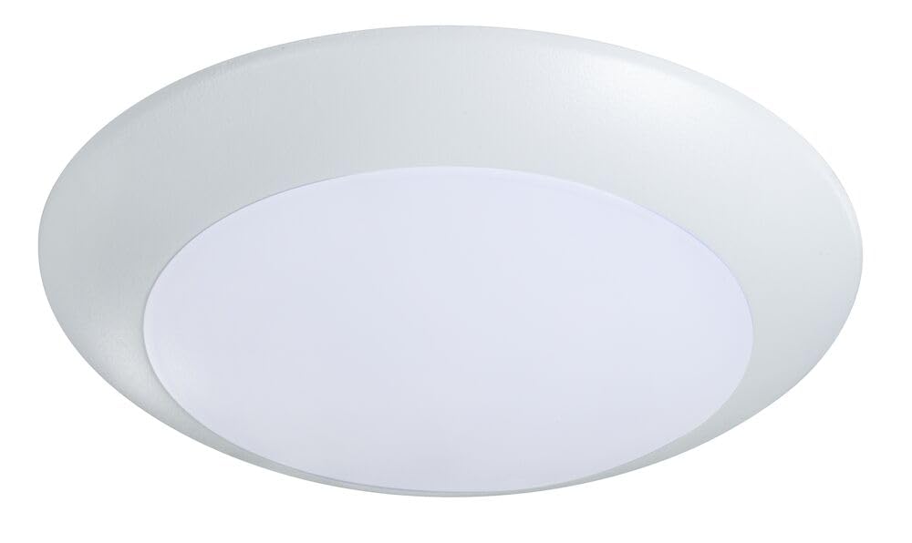 Topaz 6 Inch LED Surface Mount Disk Light - 11W 5CCT Selectable, 2700K-5000K, White, Model SDL6/11W/WH/D