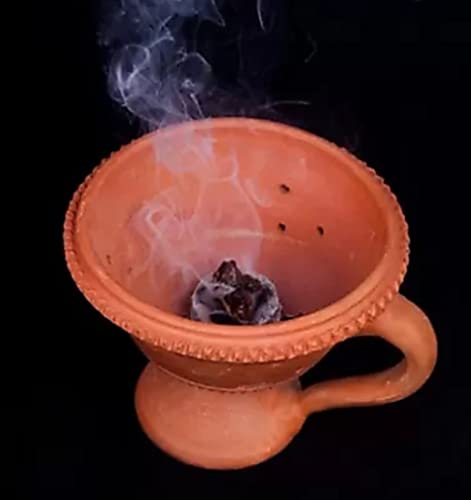 GuruKripa Clay Diya/Dhoop Dan with Handle (Peach)