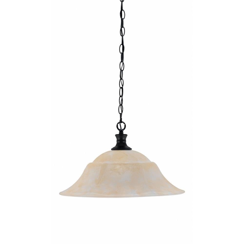 Toltec Lighting 96-MB-53813 Chain - 1 Light Chain Hung Pendant-11.25 Inches Tall and 20 Inches Wide, Finish Color: Matte Black, Glass Color: Amber Marble