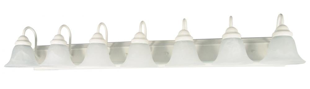 Nuvo 60/294 Seven Wall-Vanity Light Fixture, 7, Textured White/Alabaster Glass