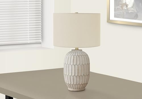 Monarch Specialties 9720 Lightingtable Lamp, Cream Resin, Ivory Shade, Transitional Lighting-24 H Table, 14.5&quot; L X 14.5&quot; W X 24&quot; H