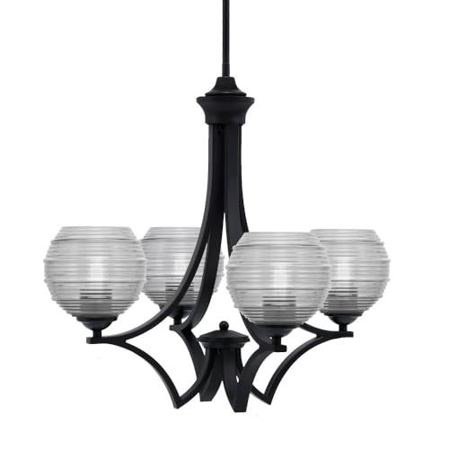 Toltec Lighting 564-Mb-5110 Zilo - 4 Light Uplight Chandelier-19.75 Inches Tall And 21 Inches Wide, Finish Color: Matte Black, Glass Color: Clear Ribbed