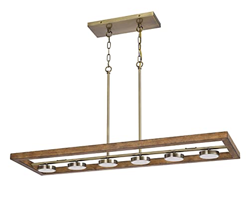 Cal 22in Antique Brass Metal and Rubber Wood Island Chandelier FX-3760-6