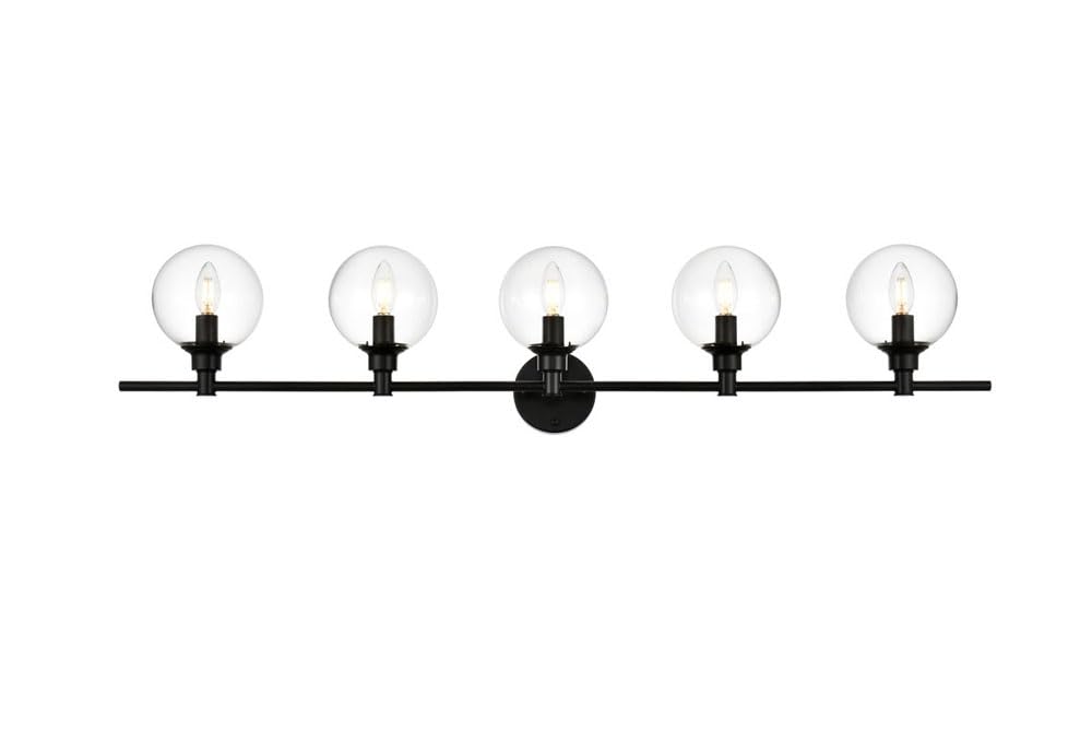Living District Jaelynn 5-Light Iron & Glass Bath Sconce in Black/Clear
