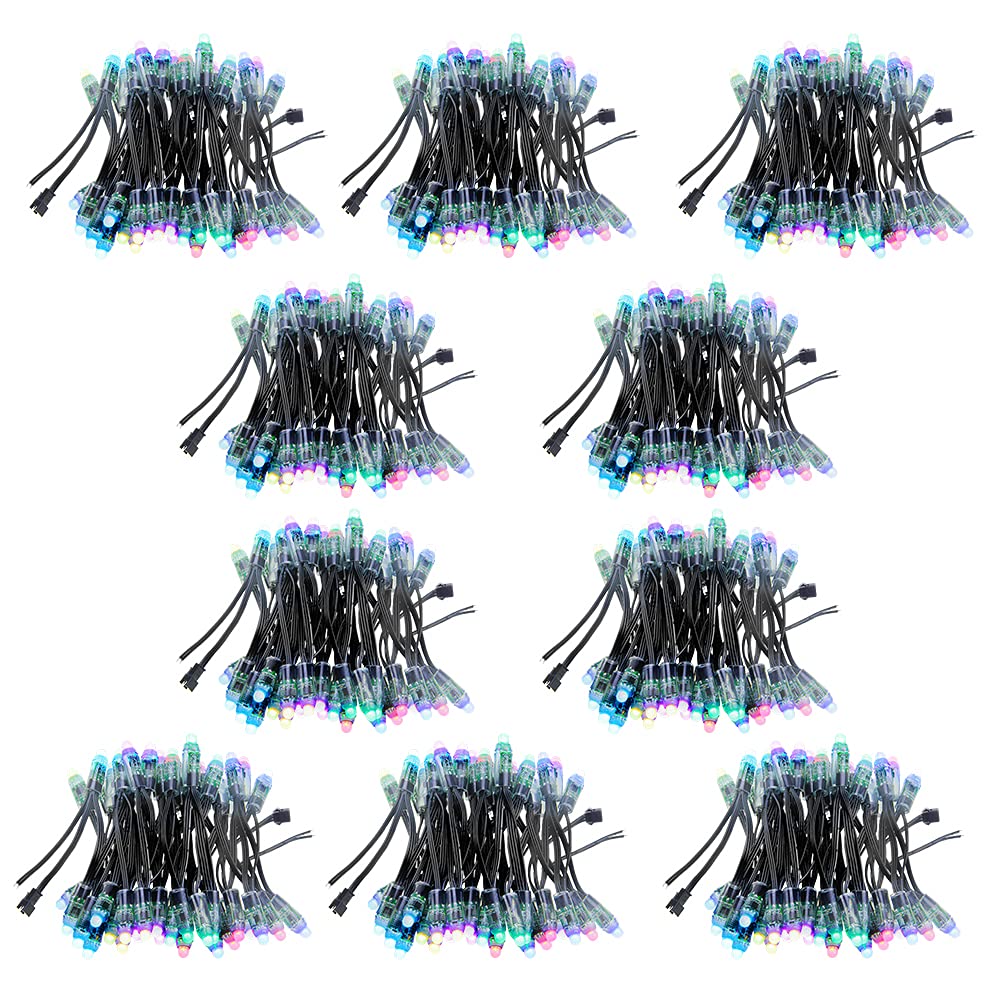 ALITOVE WS2811 RGB LED Pixels 12mm Diffused IP68 Waterproof 500pcs DC 5V Black Wire