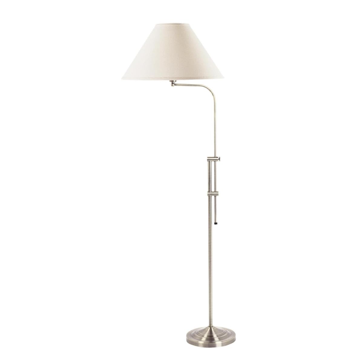 HomeRoots Floor Lamp with White Empire Shade, 68 in. Adjustable Nickel Traditional Design