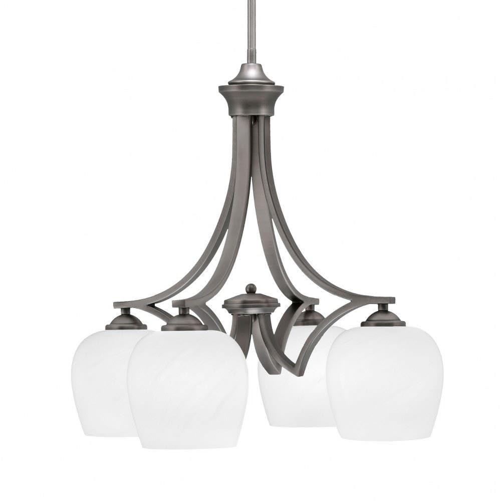 Toltec Lighting 568-Gp-4811 Zilo - 4 Light Downlight Chandelier-20.75 Inches Tall And 21.25 Inches Wide, Finish Color: Graphite, Glass Color: White Marble