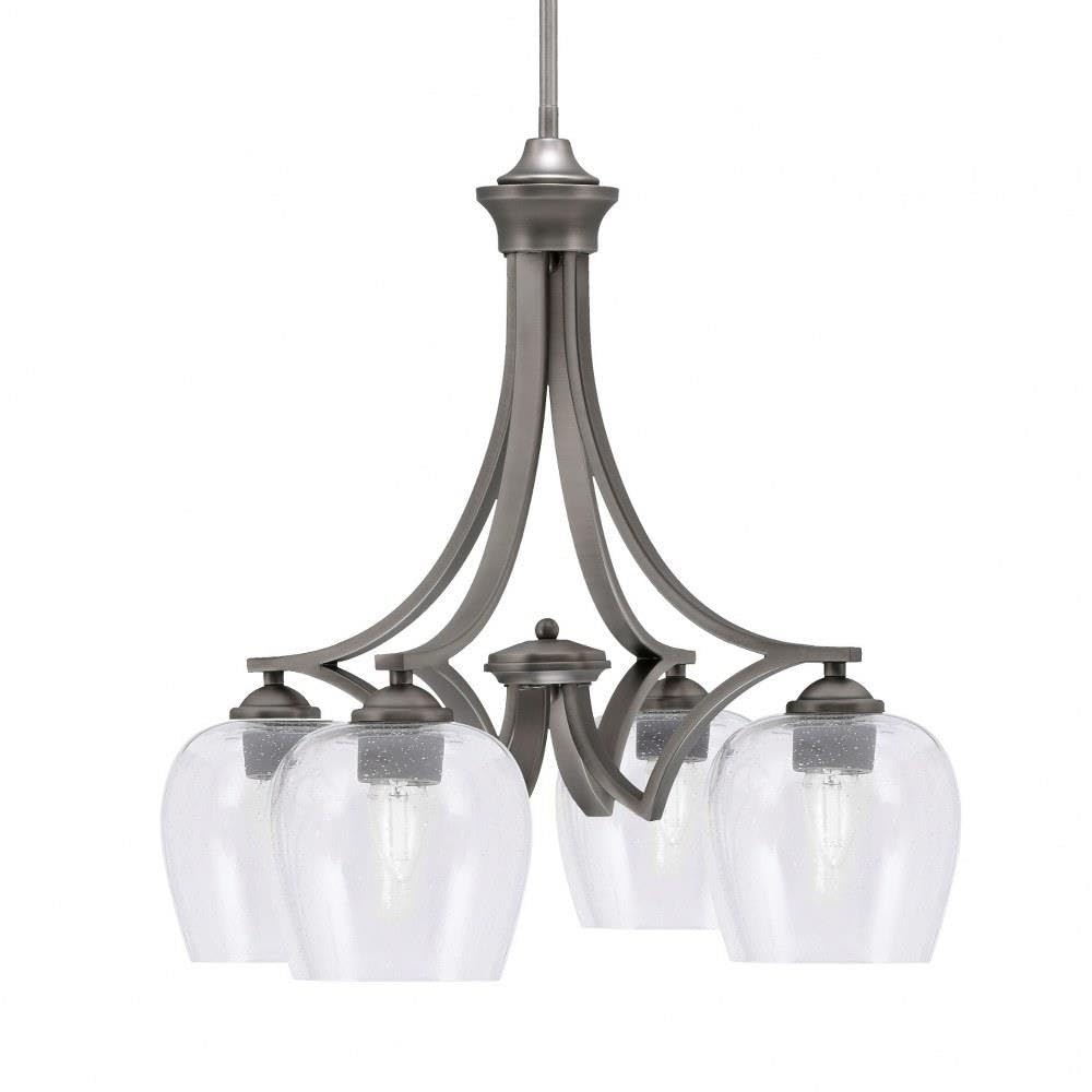 Toltec Lighting 568-Gp-4810 Zilo - 4 Light Downlight Chandelier-20.75 Inches Tall And 21.5 Inches Wide, Finish Color: Graphite, Glass Color: Clear Bubble