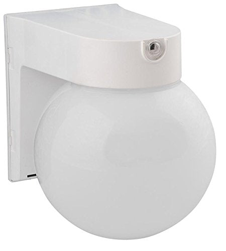 12 Watt - Led Security Globe Fixture With Sensor - 4000K Cool White - 120 Volt - White Finish - Plt Led-Slr12Wh