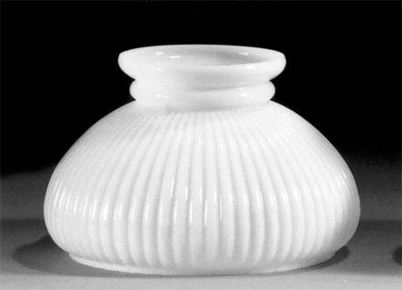 B&P Lamp® 7-Inch Student Shade, Ribbed Design, White Over Clear Glass, Model 00616C