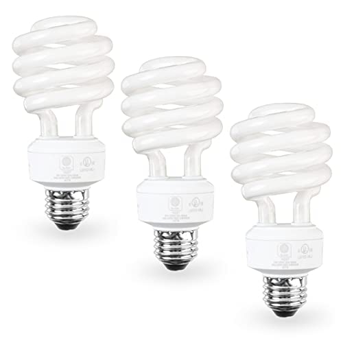 SLEEKLIGHTING E26 Standard Screw Base 23Watt CFL Light Bulb - 3 Pack, 3500 Kelvin for a Warm White and 1600 Lumens (100 Watt Lig