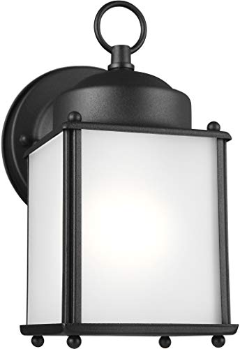Sea Gull Lighting Outdoor Wall Lantern, One Light, Aluminum, Black Finish, Model 8592001-12
