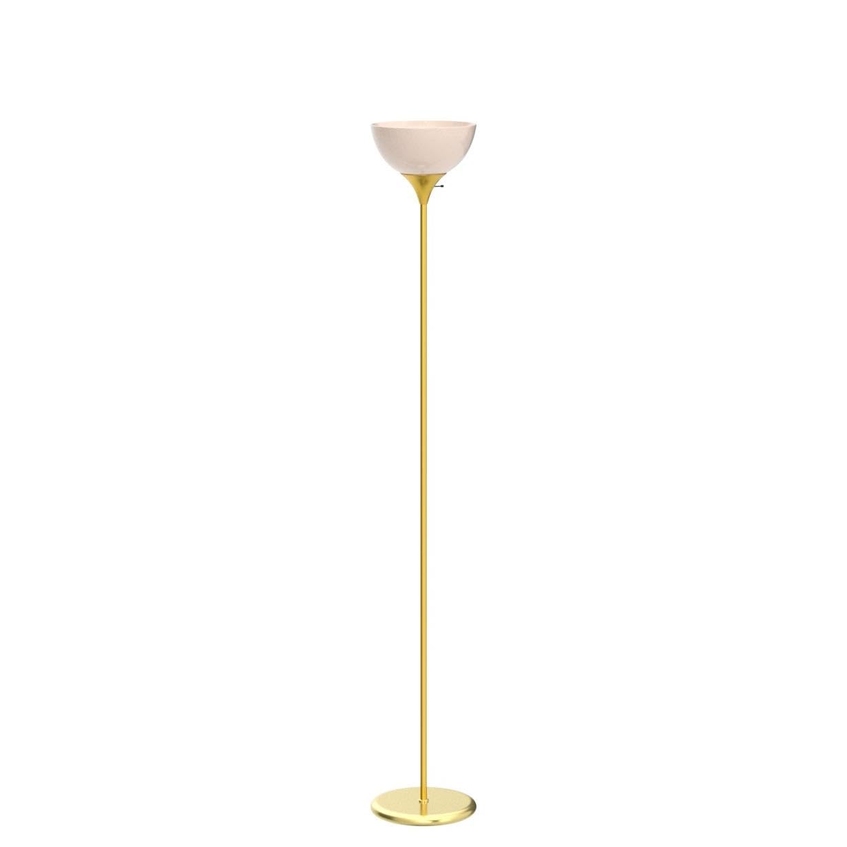 Brightech Sky Dome Dimmable LED Floor Lamp - Tall Gold Brass Torchiere for Living Rooms & Offices - Model FL-DME-BRS