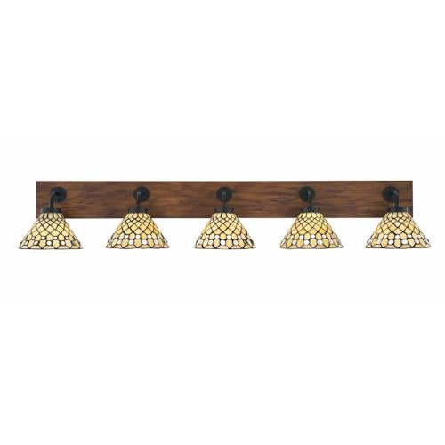 Toltec Lighting 1775-Mbwg-9415 Oxbridge - 5 Light Bath Bar-8.25 Inches Tall And 48 Inches Length, Finish Color: Matte Black/Painted Wood-Look Metal, Glass Color: Starlight Art
