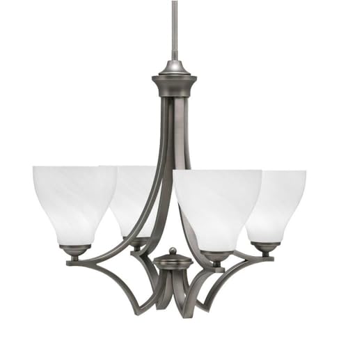 Toltec Lighting 564-Gp-4761 Zilo - 4 Light Uplight Chandelier-19.75 Inches Tall And 21.25 Inches Wide, Finish Color: Graphite, Glass Color: White Marble