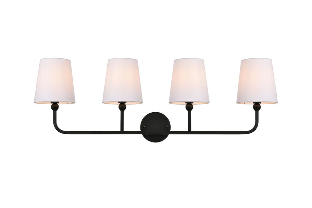 Living District Colson 4-Light Metal & Fabric Bath Sconce In Black/White