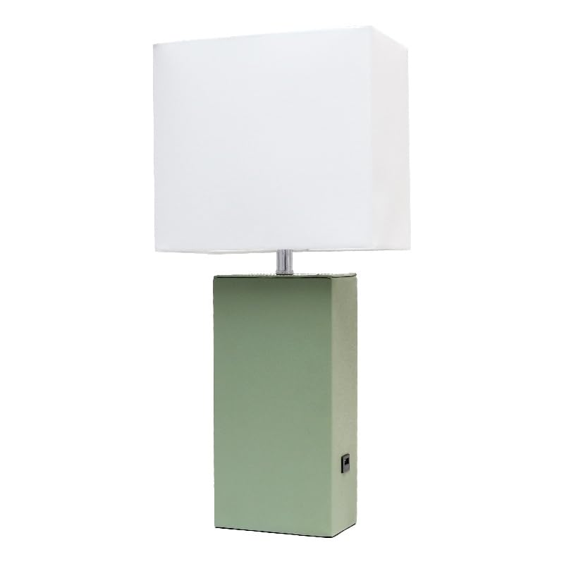 All The Rages Lexington Table Lamp, Wood, USB Port, Green, Model LHT-3012-SG